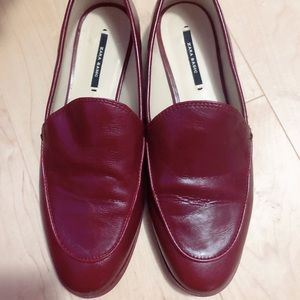 Zara red leather loafer